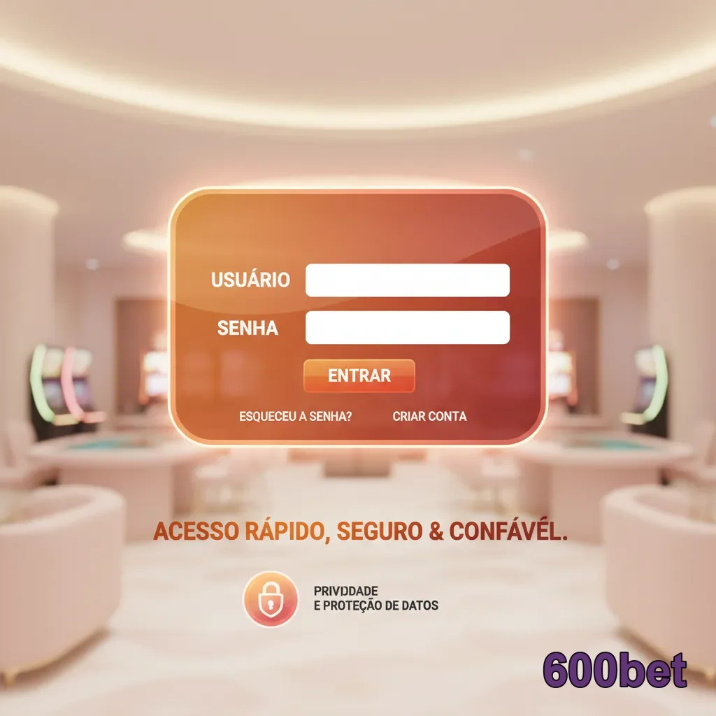 Tela de login da plataforma 600bet com campos de acesso.