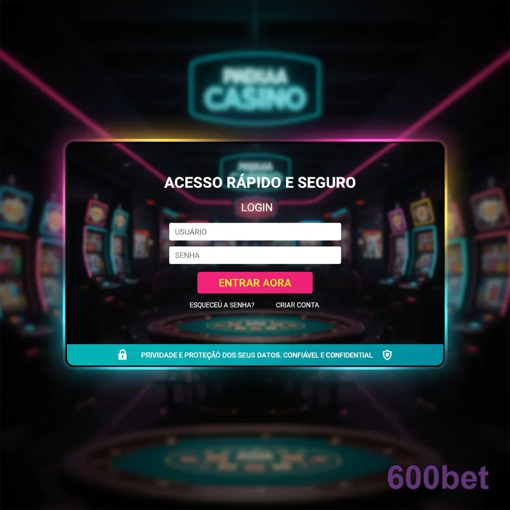 Tela de login da plataforma 600bet com acesso seguro.