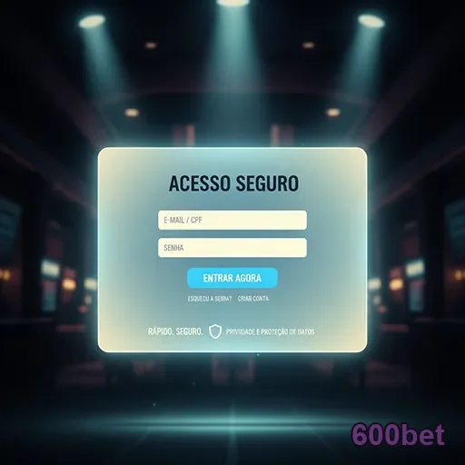 Tela de login segura da 600bet com campos para acesso.