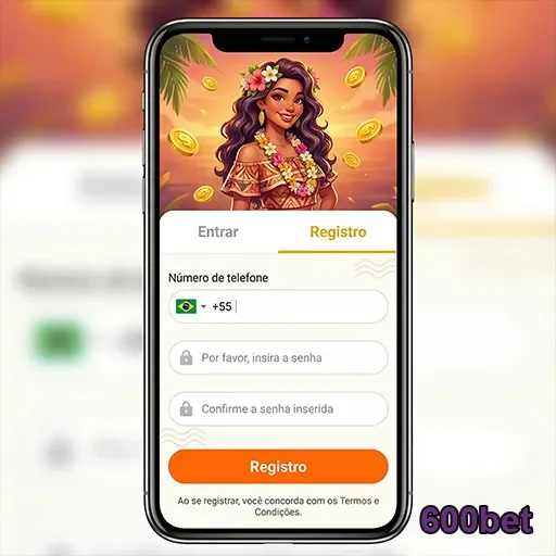Interface de registro do 600bet em dispositivo móvel.