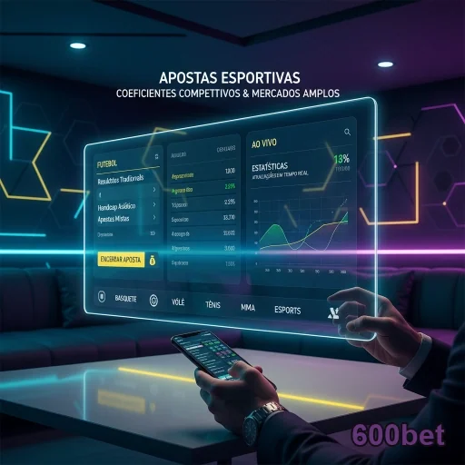 Interface da 600bet com opções de apostas esportivas.