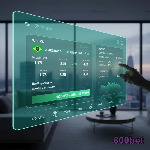 Interface de apostas ao vivo da 600bet em futebol.