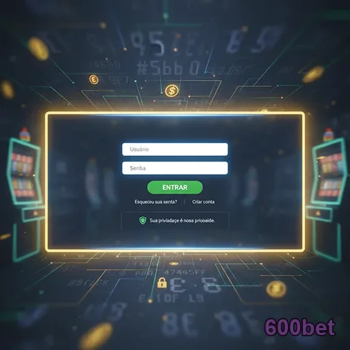 Tela de login da 600bet com campos para usuário e senha.