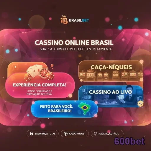 Interface da 600bet com serviços de cassino online e caça-níqueis.