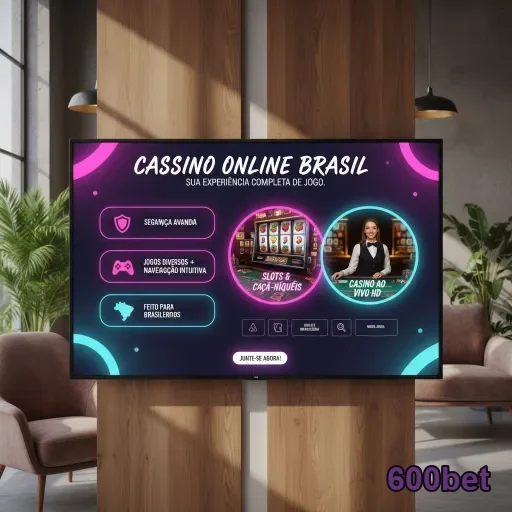 Tela do cassino online 600bet destacando slots e suporte VIP.