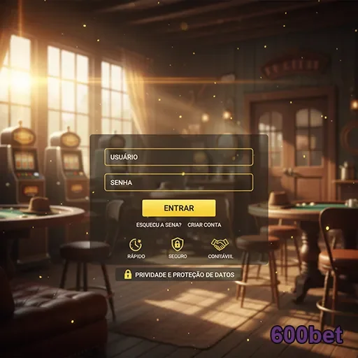 Tela de login da plataforma VIP da 600bet com jogos.