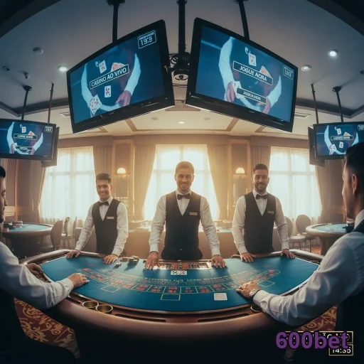 Croupiers atendendo jogadores em cassino ao vivo na 600bet.