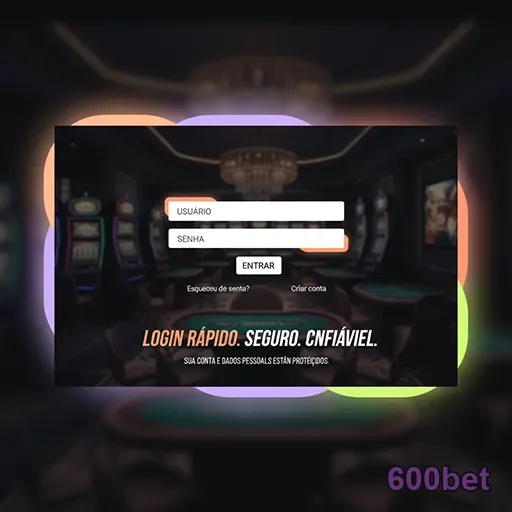 Tela de login da 600bet para apostas esportivas e slots.