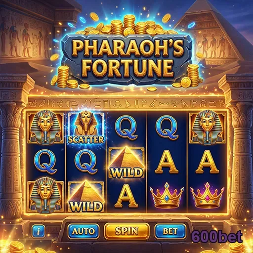 Tela de jogo de slots 'Pharaoh's Fortune' na 600bet.