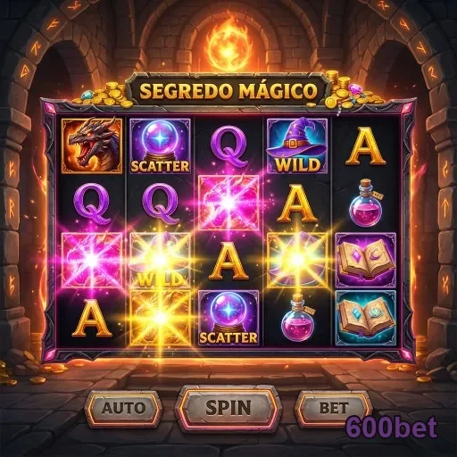 Tela de jogo da slot 'Segredo Mágico' da 600bet.