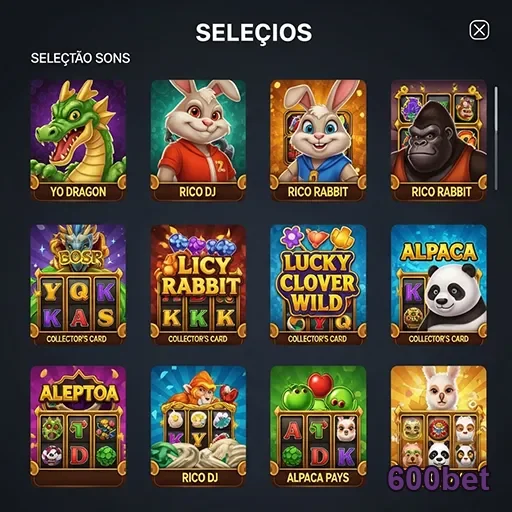 Tela de seleção de slots no 600bet para jogadores VIP.