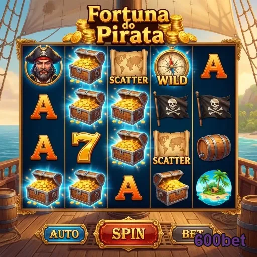 Tela de jogo 'Fortuna do Pirata' da 600bet em smartphone.