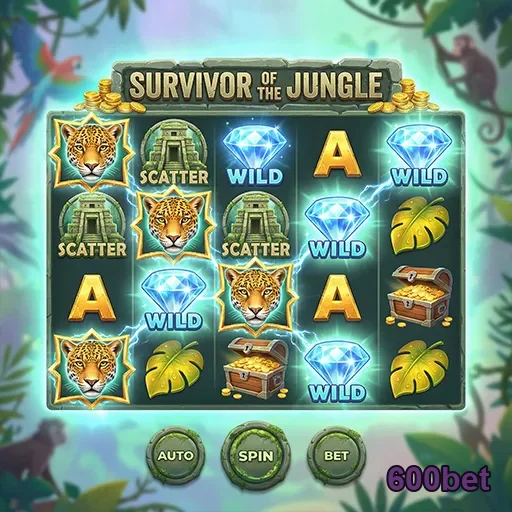 Interface do slot game 'Survivor of the Jungle' na 600bet.