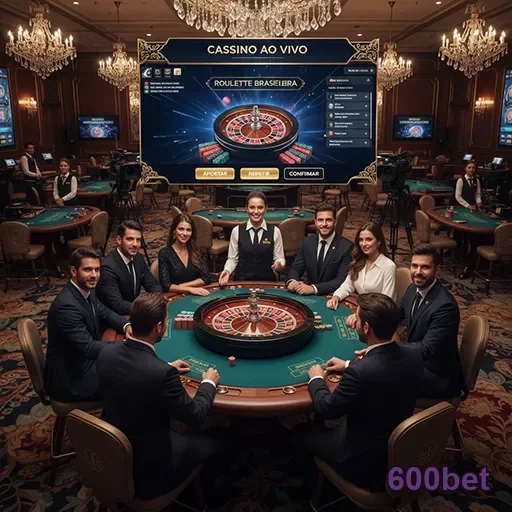Jogadores em mesa de cassino ao vivo na 600bet