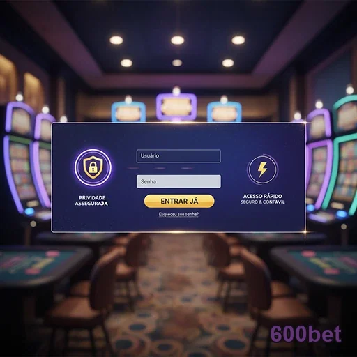 Tela de login da 600bet com foco na segurança VIP.